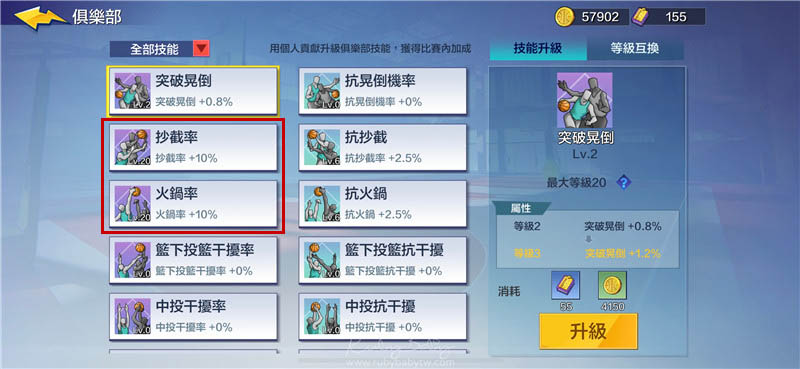 極限街籃 俱樂部技能